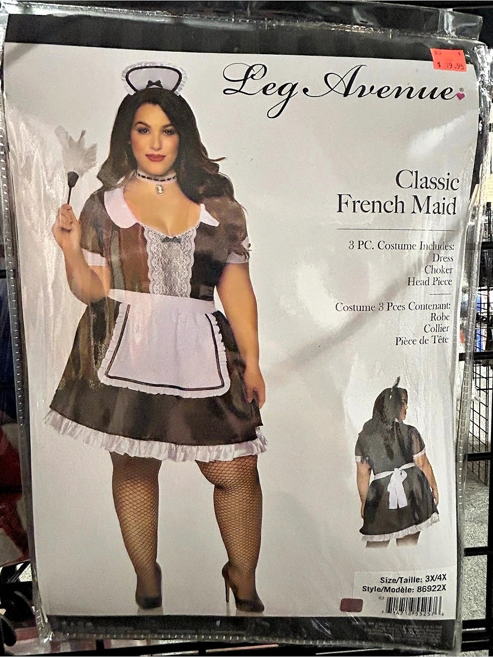 Leg Avenue Classic French Maid Costume Black & White Size 3X/4X